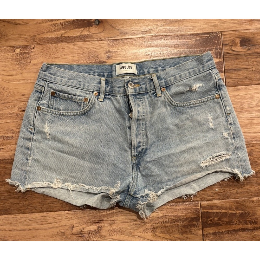 AGOLDE Parker Vintage Cut Off Denim Shorts Swapmeet Light Wash Size 29